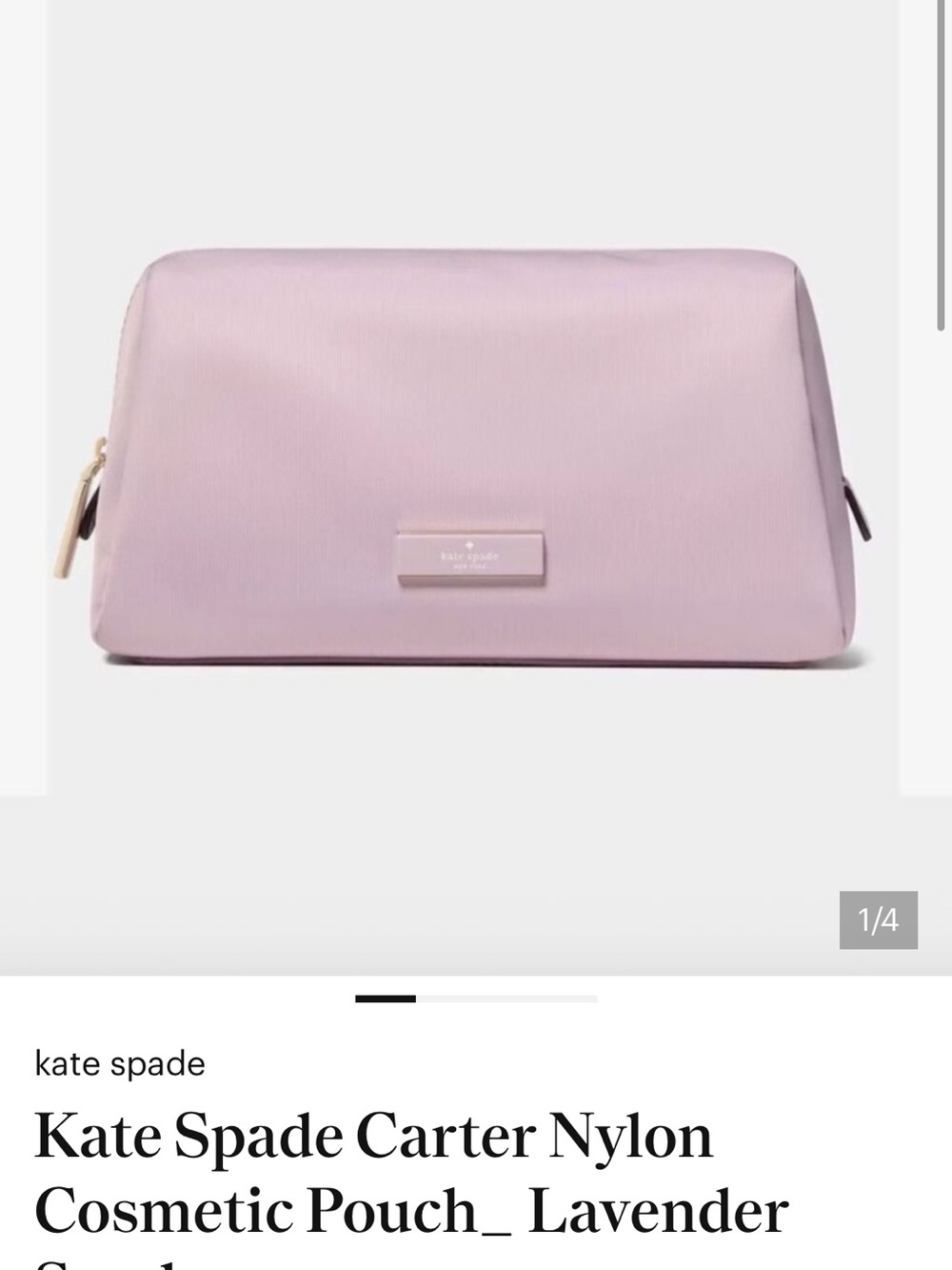 Kate Spade Carter Ksnyl lavender Nylon cosmetic Bag NWT